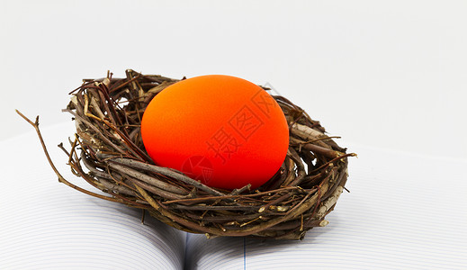 基本分类账和红巢蛋背景图片