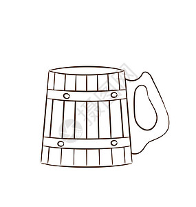 木糠杯白底啤酒孤立的木杯酒杯设计图片