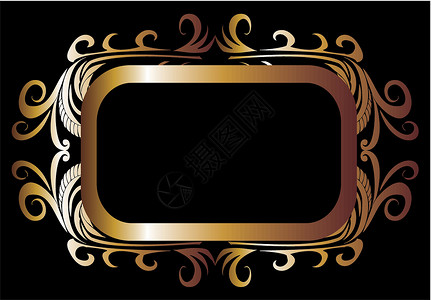 设计部落金架金框矢量艺术金子地毯皇家标签边界证书横幅奢华纹章黑色背景图片
