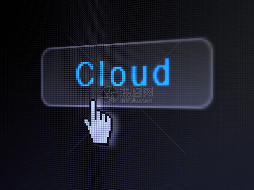 云计算概念 数字按钮上的云的背景情况图片