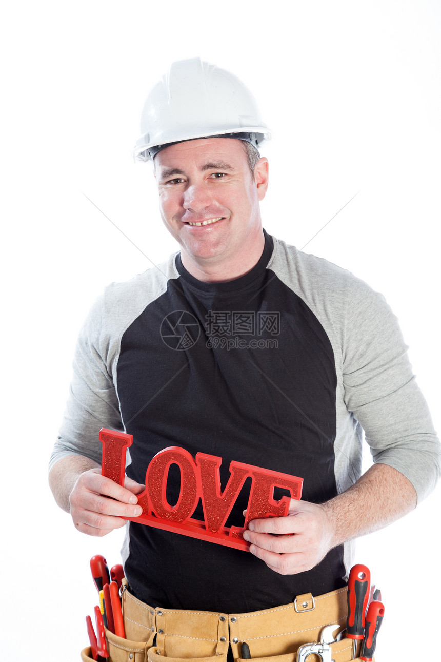 演播室拍到的爱人领班活动工作礼帽头盔浪漫木匠快乐恋爱安全帽图片