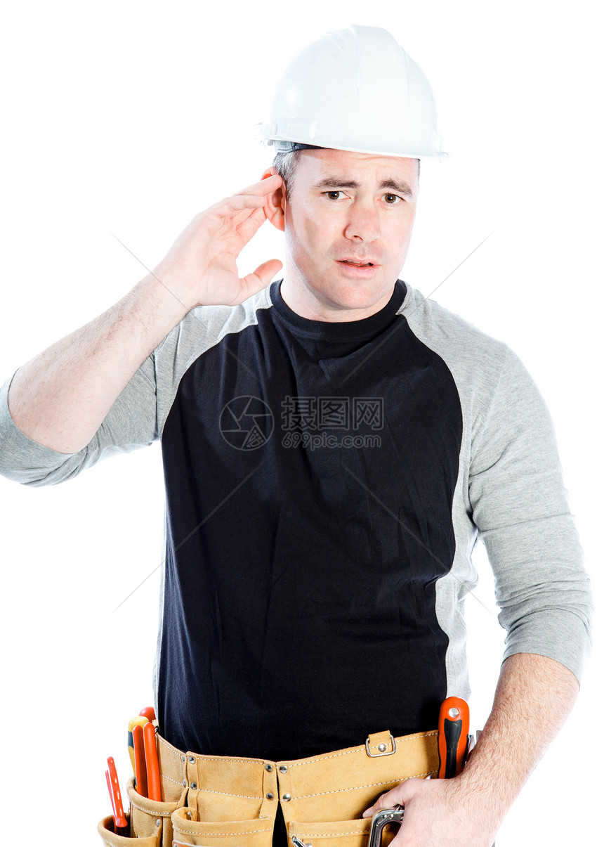 白种男子合同承包商 40岁领班修理工建筑工人工作安全帽工程师愤怒活动悲伤头盔图片