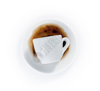 白色背景上孤立的空浓咖啡杯咖啡飞碟餐具杯子背景图片