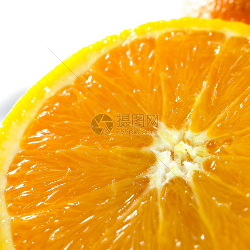 特写白色背景上的橙色隔离镜片Name橙子水果图片