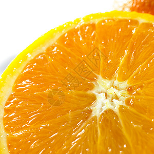 特写白色背景上的橙色隔离镜片Name橙子水果背景图片