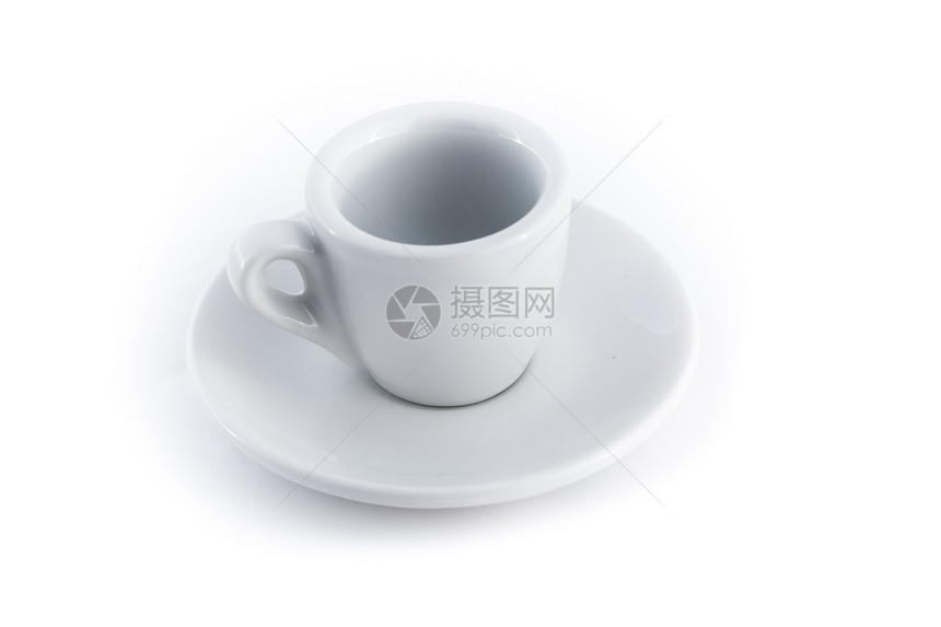 白色背景上孤立的空浓咖啡杯杯子飞碟咖啡图片