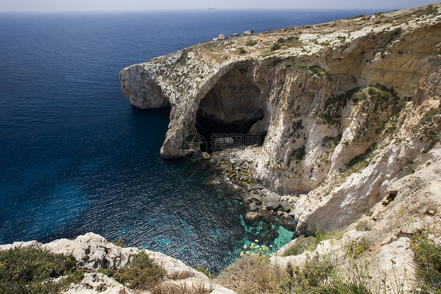 蓝色格罗托马耳他蓝洞洞穴风景地标旅行旅游海岸海景悬崖海湾图片