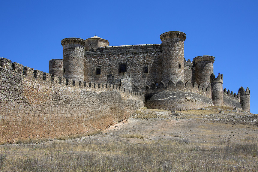 贝尔蒙特城堡  拉曼恰  西班牙堡垒废墟旅游旅行墙壁旗帜地标观光风景据点图片