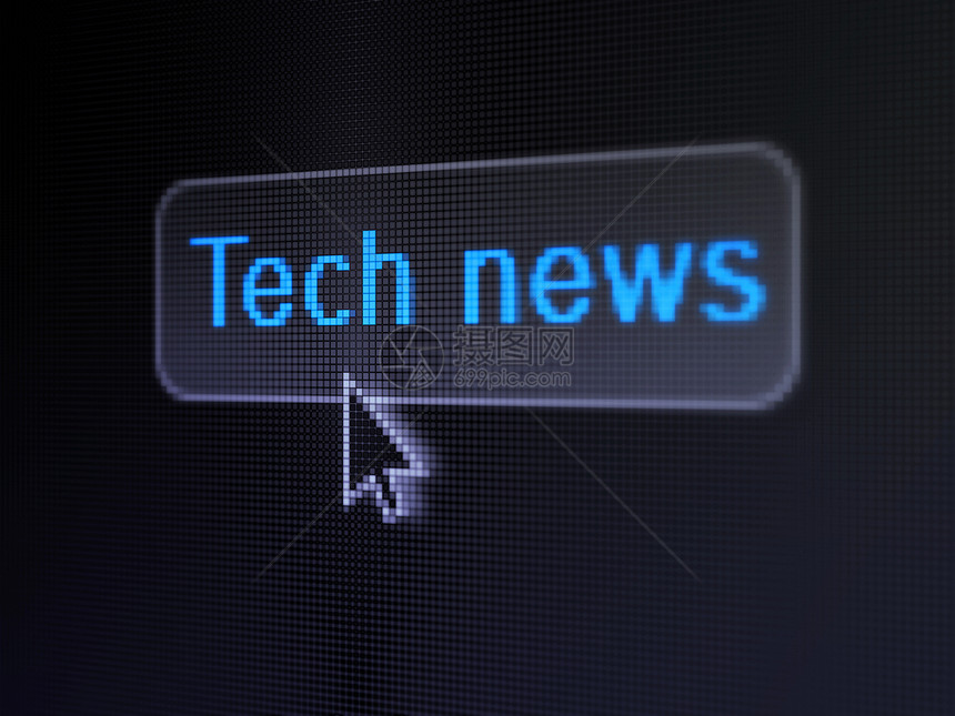 新闻概念 关于数字按钮背景的技术新闻像素化光标标题文章蓝色屏幕展示监视器数据公告图片