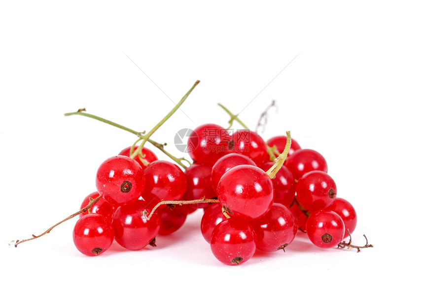 白色背景上红色卷曲的堆叠浆果植物收成营养饮食甜点工作室季节宏观水果美食图片