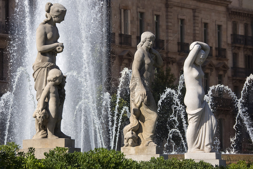 巴塞罗那西班牙巴塞罗那雕像地标旅行喷泉旅游图片