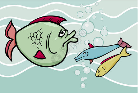 老板鱼海中大鱼的漫画插图插画