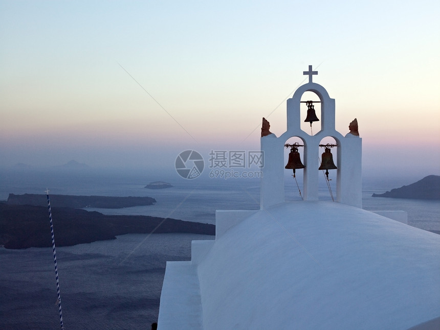 希腊火山钟声建筑学旅行边缘风景教会宗教旅游悬崖图片