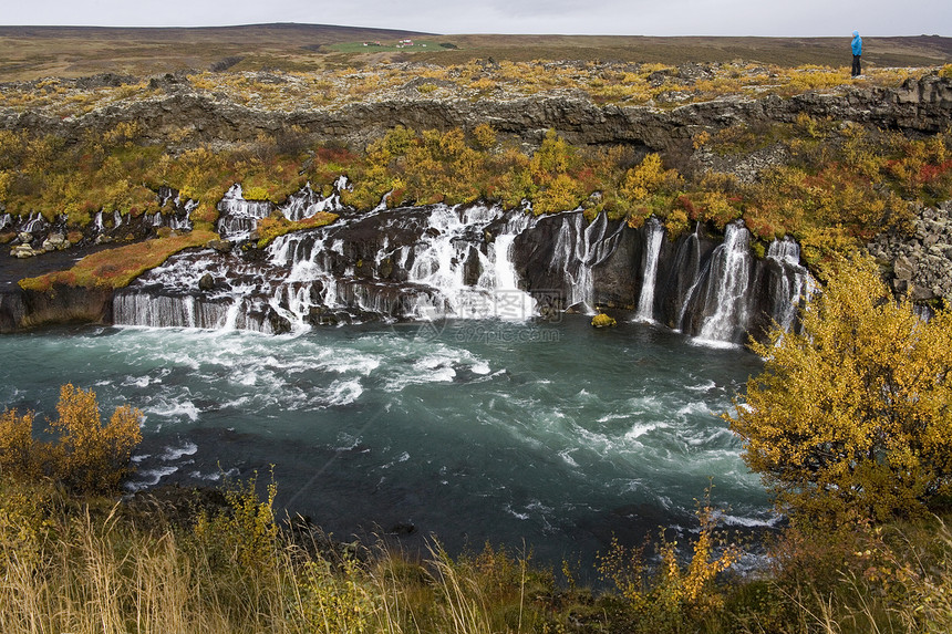 赫伦瀑布  冰岛旅行瀑布风景旅游数字沼泽地观光荒野图片