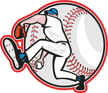垒球投手弹球投球程序员插图运动艺术品投手男性野手男人玩家手套插画
