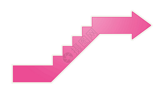 粉色白色楼梯上箭头标签中风进步插图创造力商业卡片粉色市场网络插画