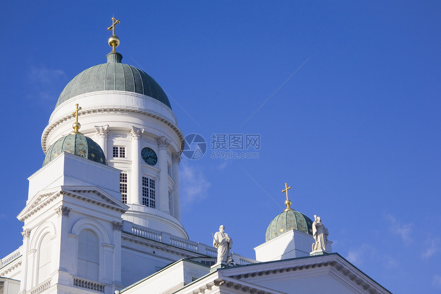 赫尔辛基大教堂宗教福音建筑学文化正方形蓝色天空首都教会纪念碑图片
