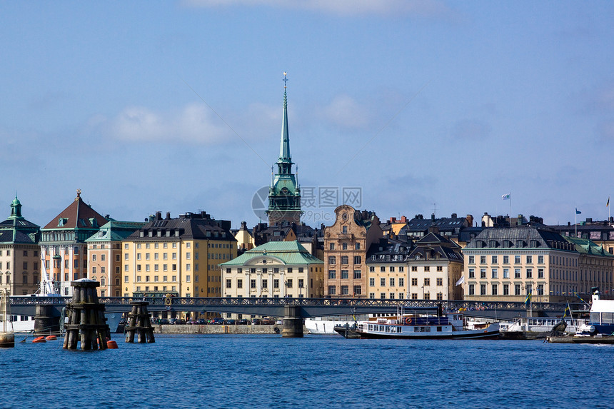 斯德哥尔摩旧城之景旅游海湾大教堂波浪码头风景建筑教会港口建筑学图片