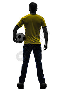 背后向后看 男子拿着足球环影男人男性成年人阴影球衣白色运动背景图片