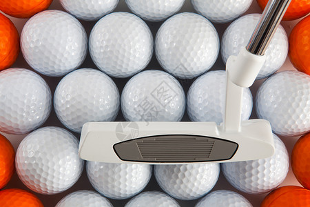 高尔夫球杆和球高尔夫球运动游戏绿色掩体推杆静物背景图片