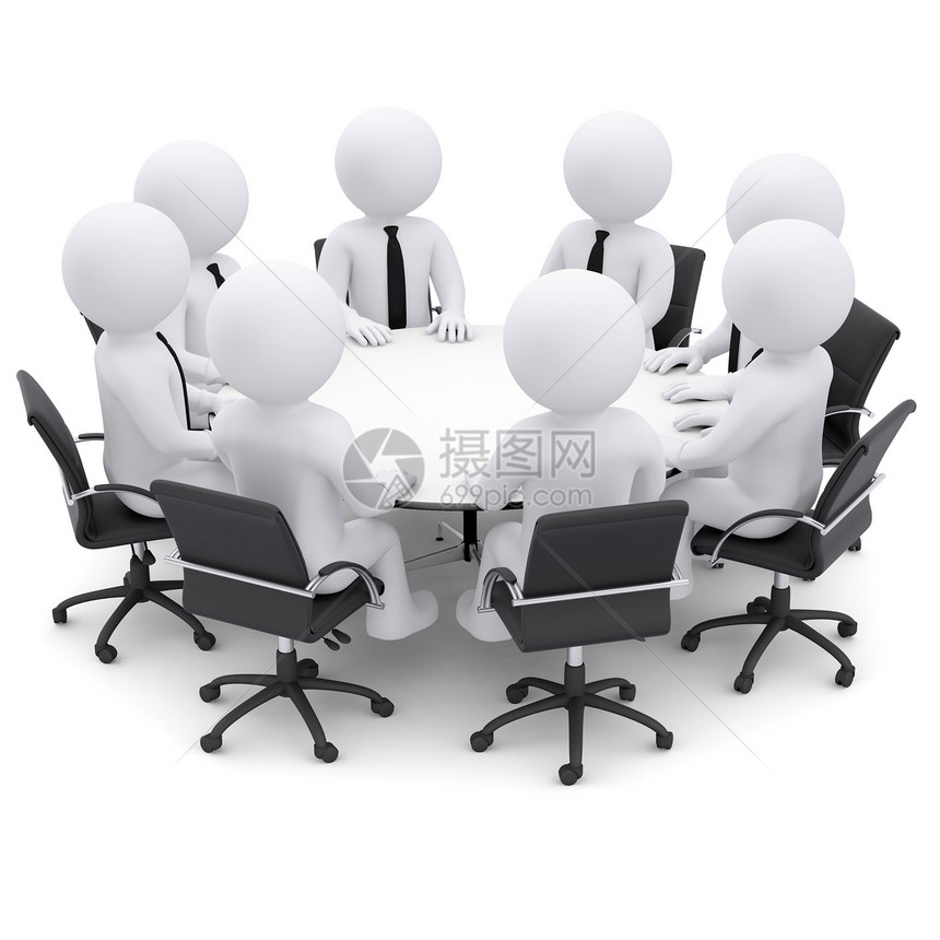 出席圆桌会议的商务人员团队插图木偶领导联盟领导者扶手椅网络经理工作图片