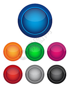 物体阴影色彩多彩的按钮红色纽扣阴影紫色圆形收藏灰色蓝色橙子网络插画