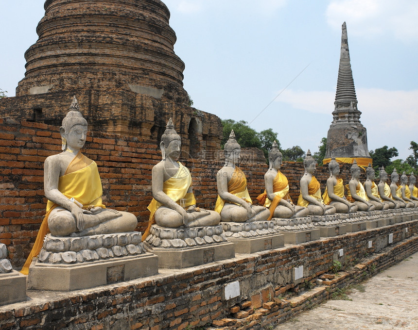 泰国曼谷附近的Ayutthaya建筑学旅游佛教徒旅行堡垒宗教佛塔图片