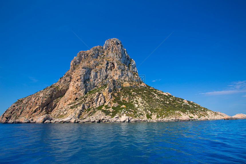 Es Vedra岛Ibiza从船上近视小岛旅行天空石头岩石天堂旅游晴天太阳海岸图片