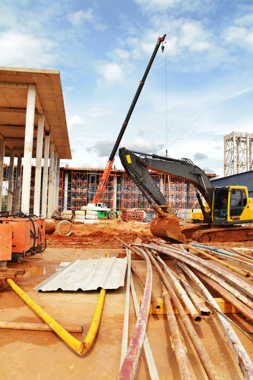 建筑施工团队水泥商业工具头盔工地起重机建筑学工人建筑师图片