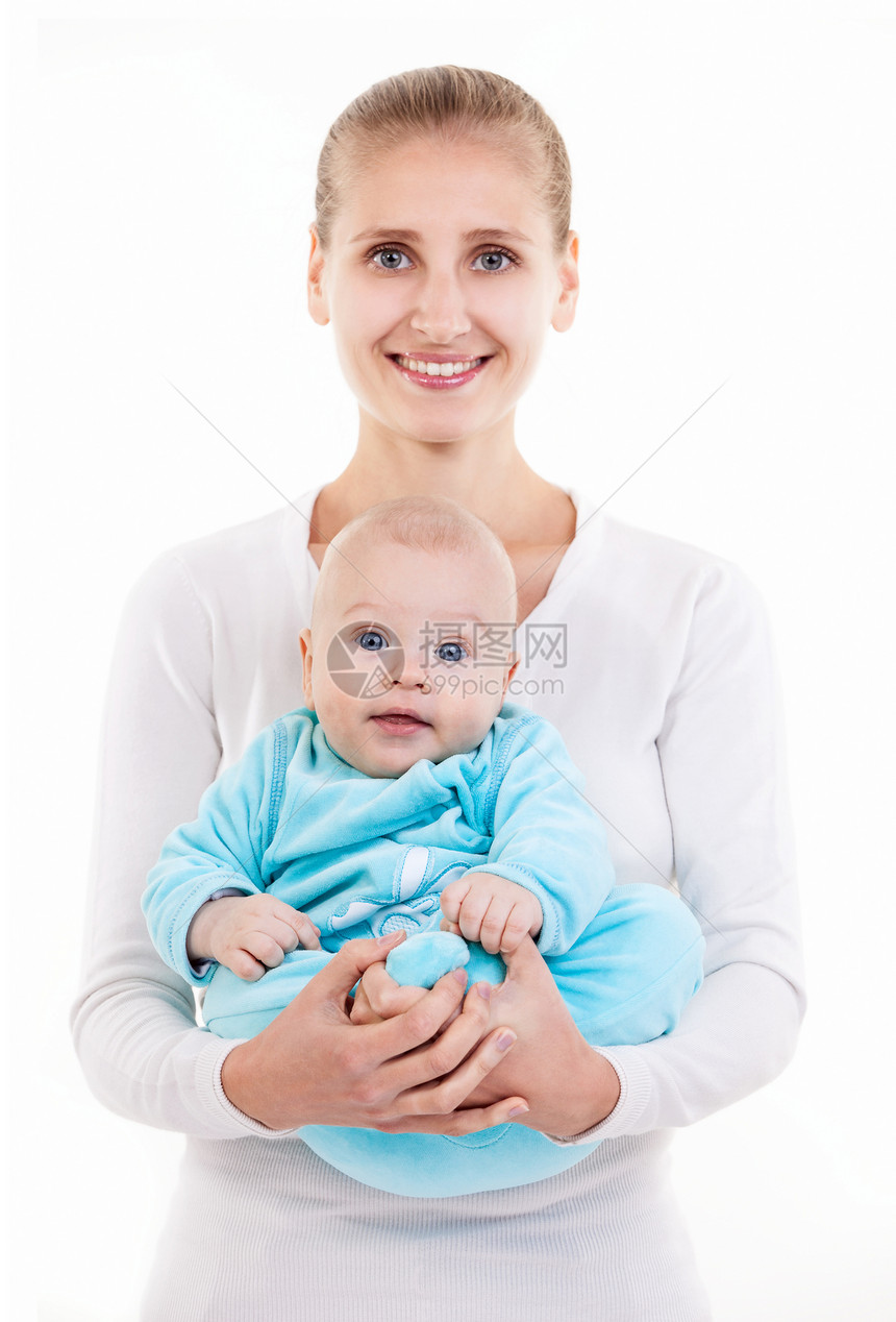 年轻的高加索妇女及其子孙幸福快乐母性孩子童年套装母亲微笑妈妈情感儿子喜悦图片