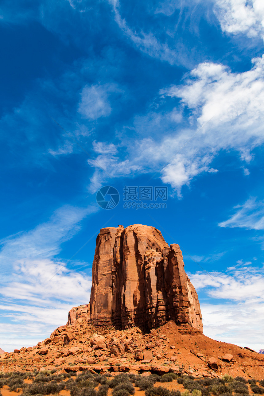 古迹谷蓝色天空国家沙漠旅行红色峡谷橙子土地地平线图片