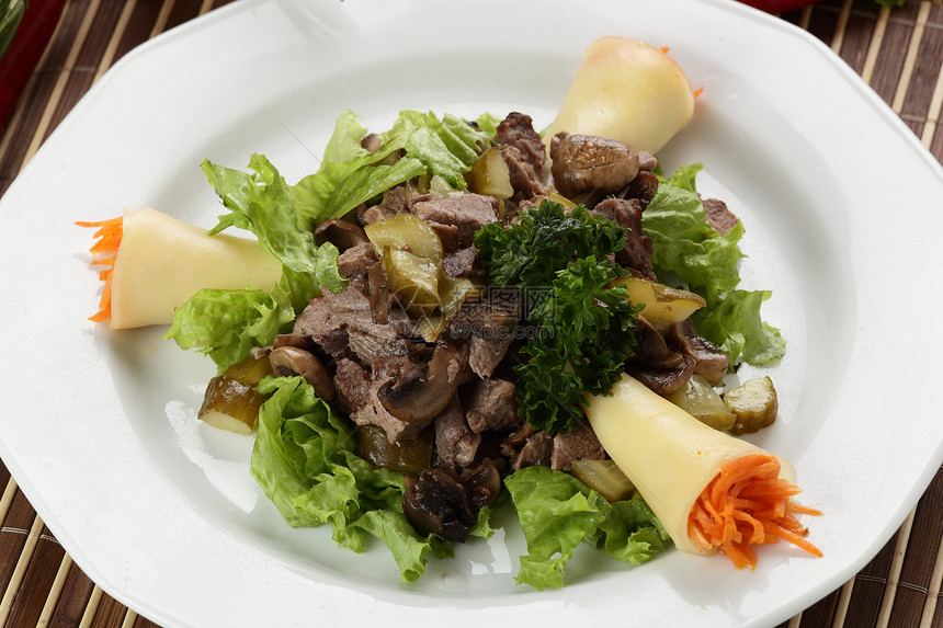 白菜中美味沙拉白色午餐食物盘子绿色木头美食房子厨房黄瓜图片