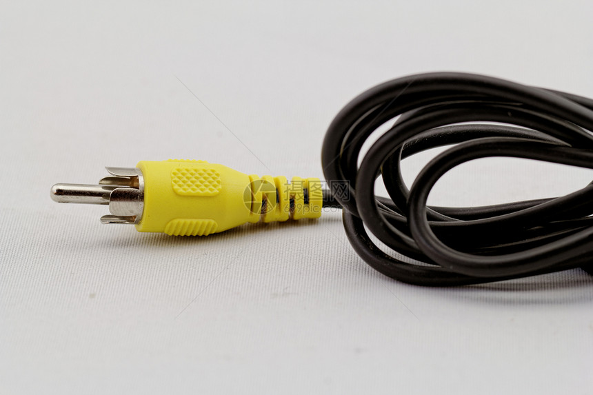 黄色rca电缆外设插座数据金属渠道电子产品力量电线黑色宏观图片