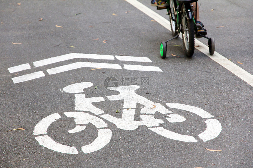 公园中的自行车车道路面途径路线运动街道驾驶人行道运输花园地面图片