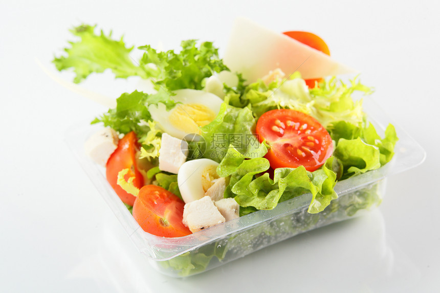 白色背景的清夏沙拉食物午餐健康菜单叶子绿色小吃饮食餐厅蔬菜图片