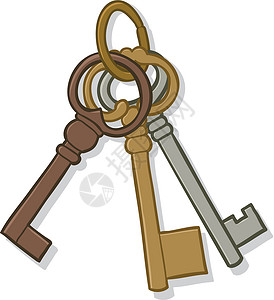 一堆钥匙一堆旧密钥安全成功涂鸦插图绘画锁定戒指房地产卡通片钥匙插画