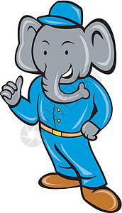 装饰大象杂男或服务员的卡通大象零售商冒充插图艺术品搬运工全身服务生工人背景图片