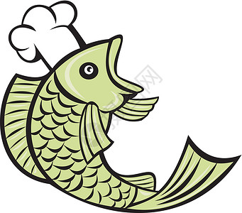 鱼烹饪面包师艺术品插图卡通片背景图片