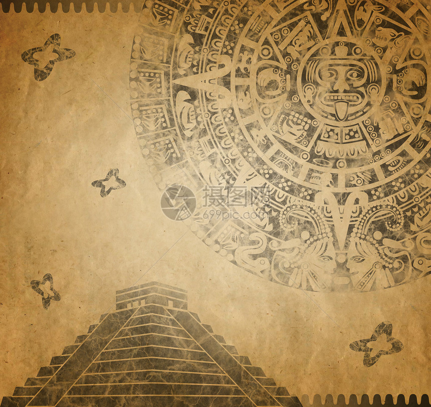 玛雅日历和金字塔图片