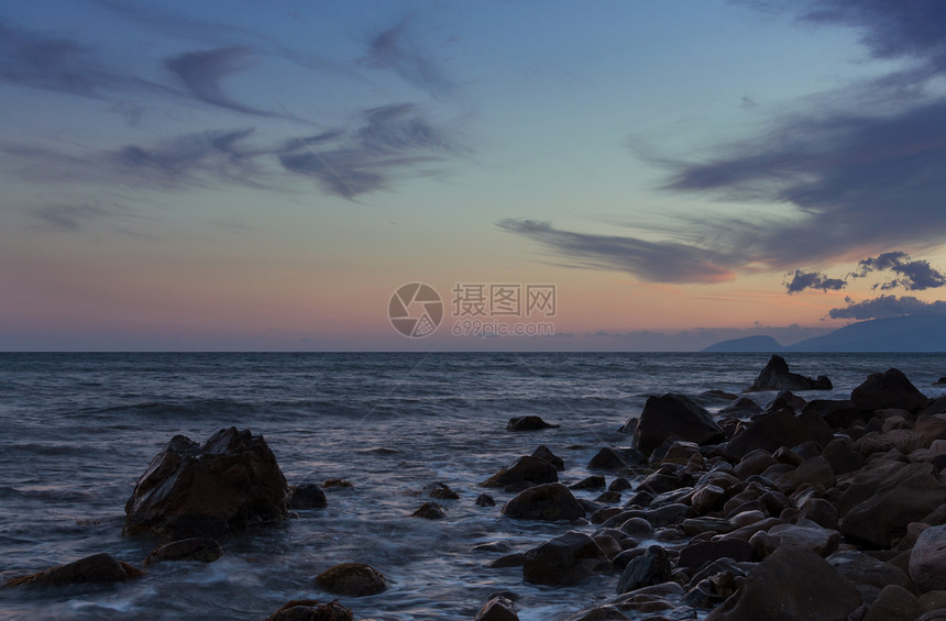 夜晚的海景景观图片