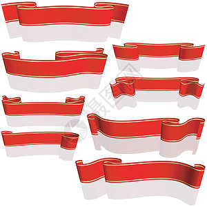 红横条设置丝带水平空白标签滚动插图红色背景图片