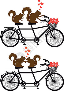 家庭松鼠松鼠爱着自行车 矢量插画