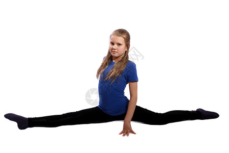 青年体操运动员白色训练运动女孩杂技女性孩子青少年演员背景图片