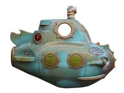 小型潜艇血管运输游乐场舷窗潜望镜蓝晶背景图片