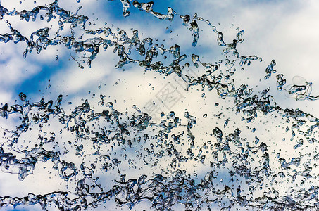 水滴子液体海浪运动飞溅天空蓝色图层背景图片