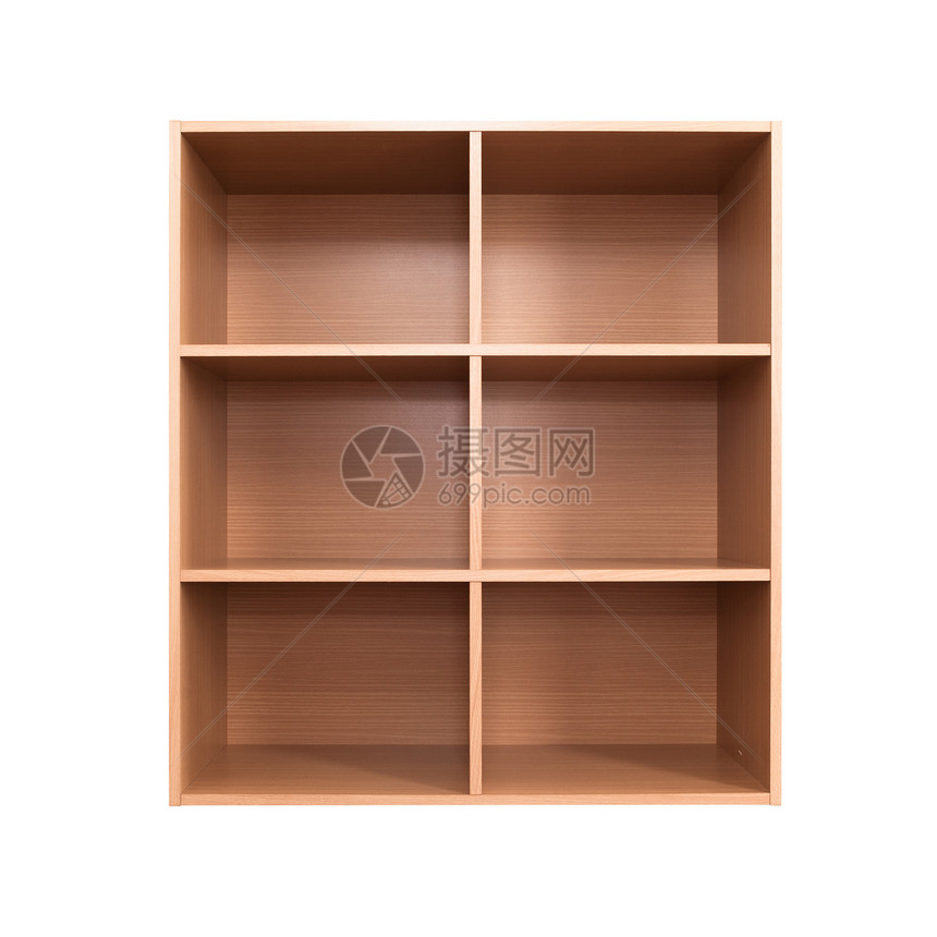 白色背景上孤立的空木壁橱壁橱木头架子内阁框架书架木板阴影家具棕色图片
