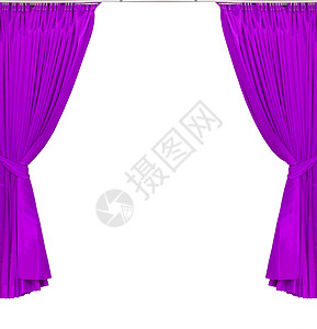 白色背景的紫色或红红色窗帘背景图片