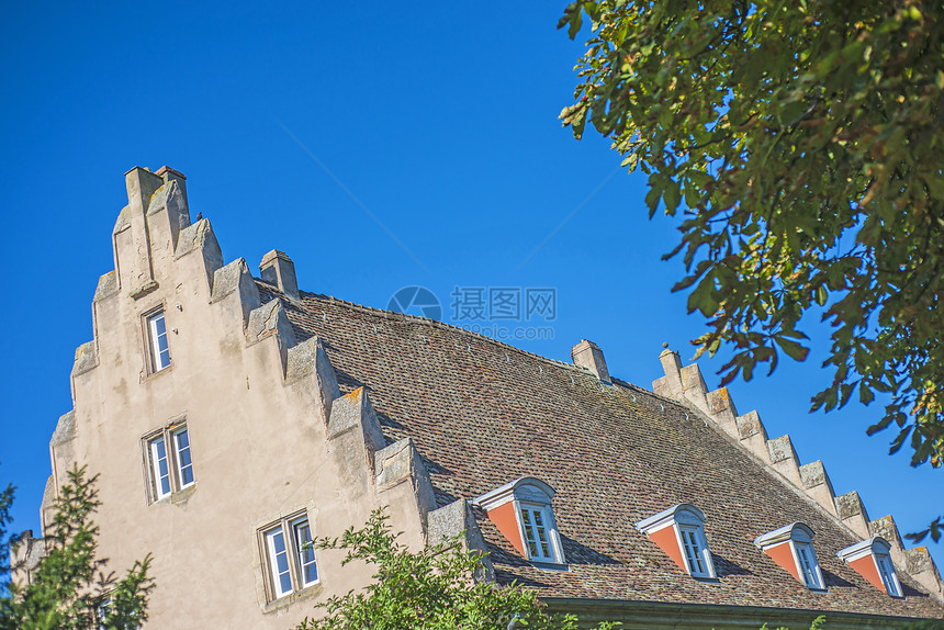 法国阿尔萨斯奥贝奈顶顶顶屋顶城市历史旅游房子景观牧歌天空蓝色图片