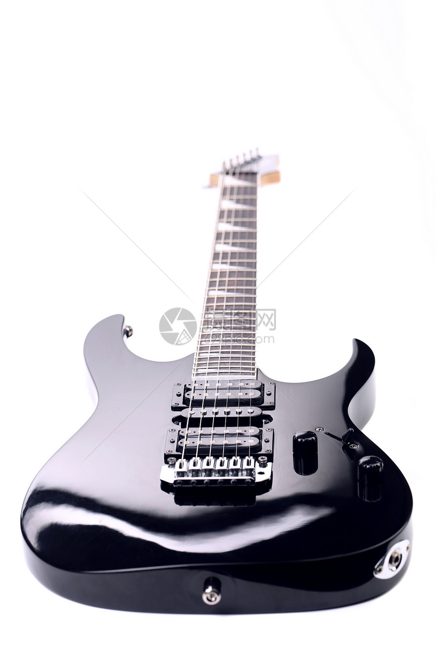 美丽的黑色电动吉他白色烦恼蓝调乐器花梨木唱歌岩石乐队音乐玩家图片