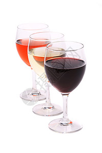 三杯红酒食物玻璃器皿白色酒杯液体藤蔓粉色水晶红色背景图片